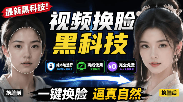 AI人工智能如此夸张？一键视频换Lian黑科技，纯本地离线运行，本地视频换Lian娱乐工具，AI FaceSwap-创薯资源