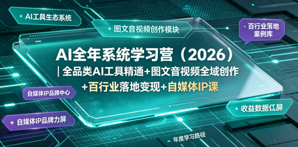 AI全年系统学习营(2026)｜全品类AI工具精通+图文音视频全域创作+百行业落地变现+自媒体IP打造年度进阶大课-创薯资源