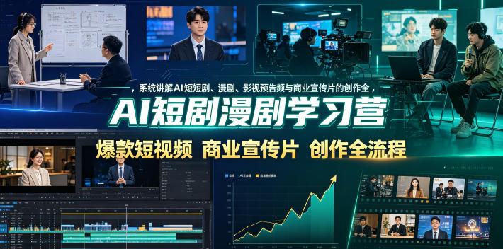AI短剧漫剧学习营，系统讲解AI短剧、漫剧、影视预告片、爆款短视频与商业宣传片的创作全流程-创薯资源