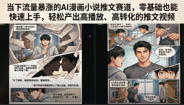 当下流量暴涨的AI漫画小说推文赛道，零基础也能快速上手，轻松产出高播放、高转化的推文视频-创薯资源