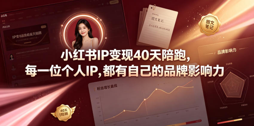小红书IP变现40天陪跑，每一位个人IP，都有自己的品牌影响力-创薯资源