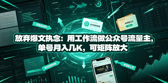 放弃爆文执念：用工作流做公众号流量主，单号月入几K，可矩阵放大-创薯资源