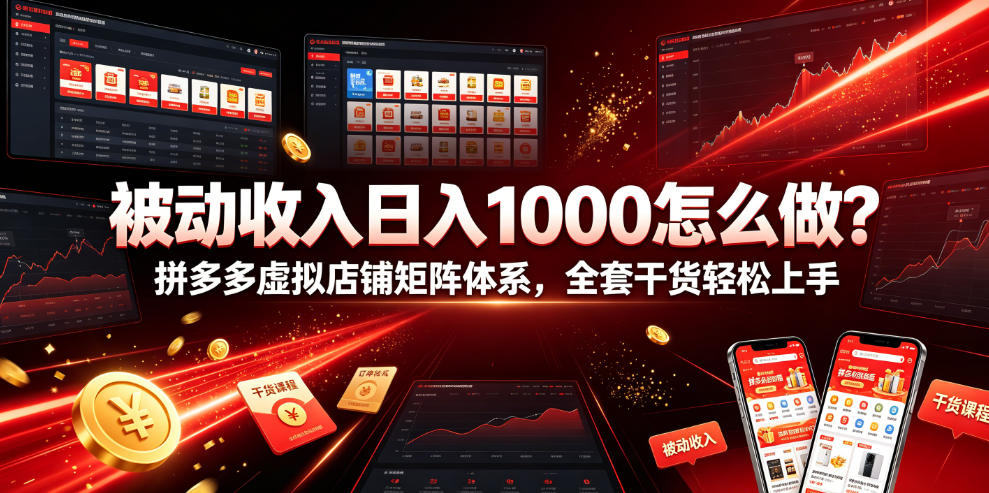 被动收入日入1000怎么做？拼多多虚拟店铺矩阵体系，全套干货轻松上手【揭秘】-创薯资源