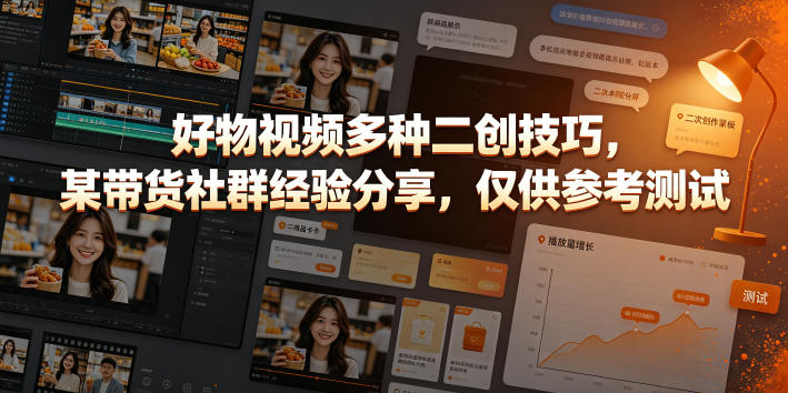 好物视频多种二创技巧，某带货社群经验分享，仅供参考测试-创薯资源