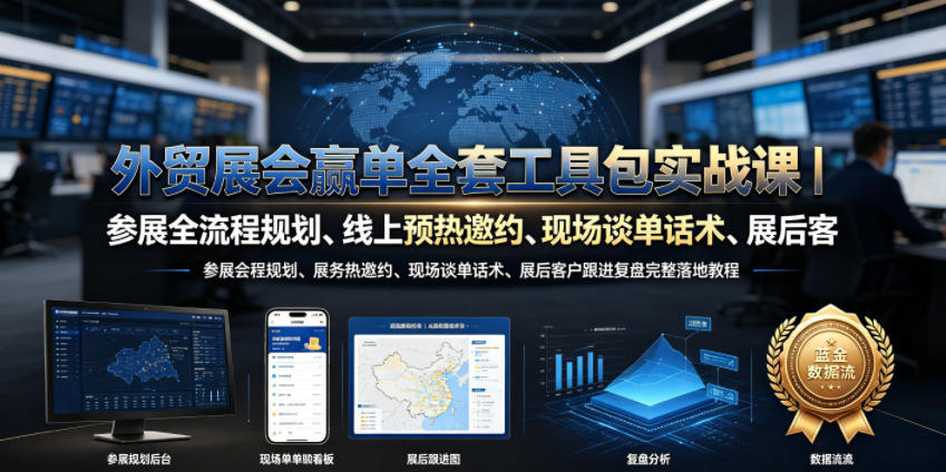 外贸展会赢单全套工具包实战课｜参展全流程规划、线上预热邀约、现场谈单话术、展后客户跟进复盘完整落地教程-创薯资源