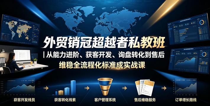 外贸销冠超越者私教班｜从能力进阶、获客开发、询盘转化到售后维稳全流程标准化成交实战课-创薯资源