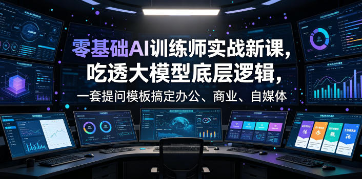零基础AI训练师实战课，吃透大模型底层逻辑，一套提问模板搞定办公、商业、自媒体、设计、生活全场景AI落地应用-创薯资源