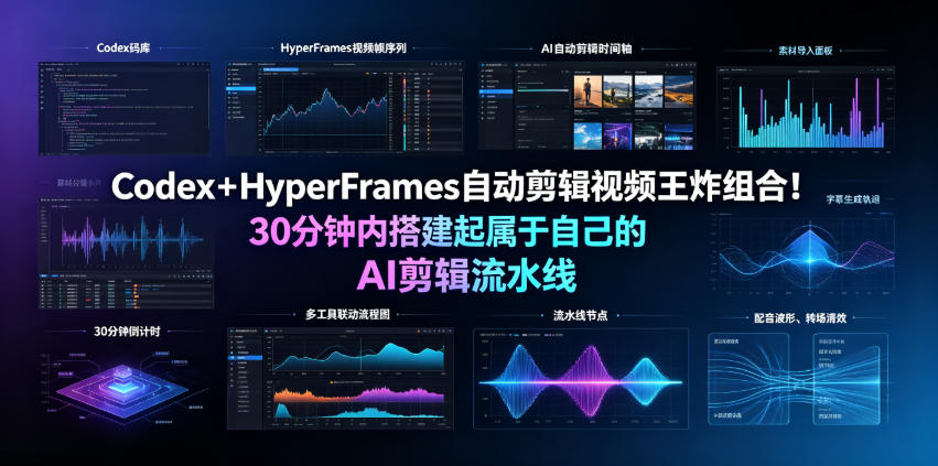 Codex＋HyperFrames自动剪辑视频王炸组合！30分钟内搭建起属于自己的AI剪辑流水线(完整版实操教程手册)-创薯资源