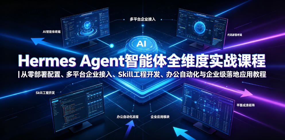 Hermes Agent智能体全维度实战课程｜从零部署配置、多平台企业接入、Skill工程开发、办公自动化与企业级落地应用教程-创薯资源
