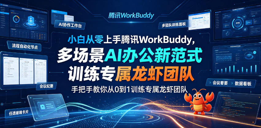 小白从零上手腾讯WorkBuddy，多场景AI办公新范式实战，手把手教你从0到1训练专属龙虾团队-创薯资源