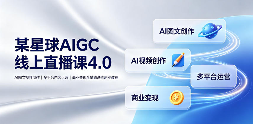 某星球AIGC线上直播课4.0｜AI图文视频创作、多平台内容运营、商业变现全链路进阶副业教程-创薯资源