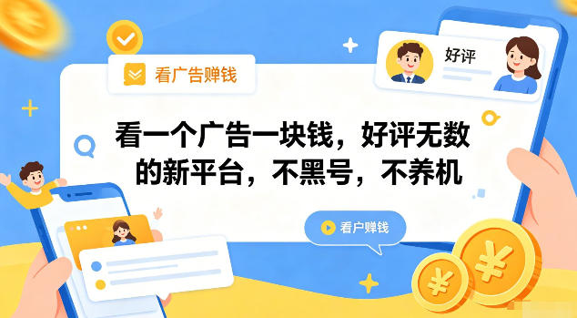 看一个广告一块钱，好评无数的新平台，不黑号，不养机【揭秘】-创薯资源