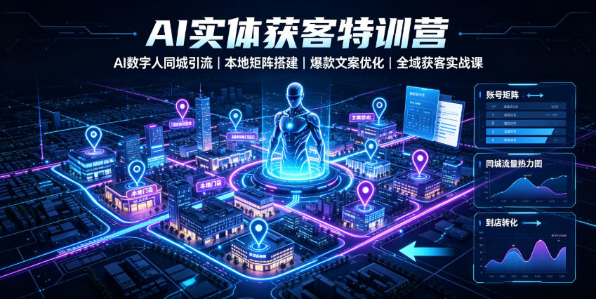 AI实体获客特训营｜AI数字人同城引流、本地矩阵搭建、爆款文案优化全域获客实战课-创薯资源