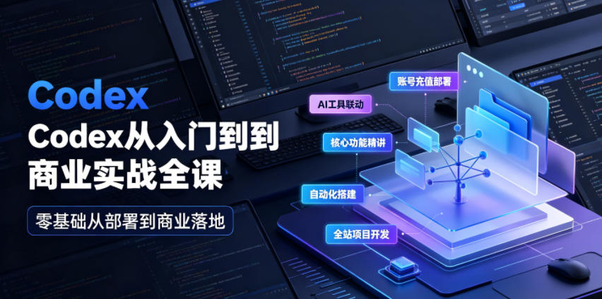 Codex从入门到商业实战全课｜账号充值部署、AI工具联动、核心功能精讲、自动化搭建、全站项目开发零基础教程-创薯资源