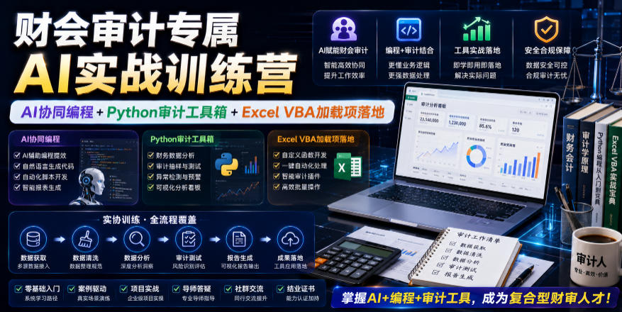 财会审计专属AI实战训练营｜AI协同编程+Python审计工具箱+Excel VBA加载项落地(更新0710)-创薯资源
