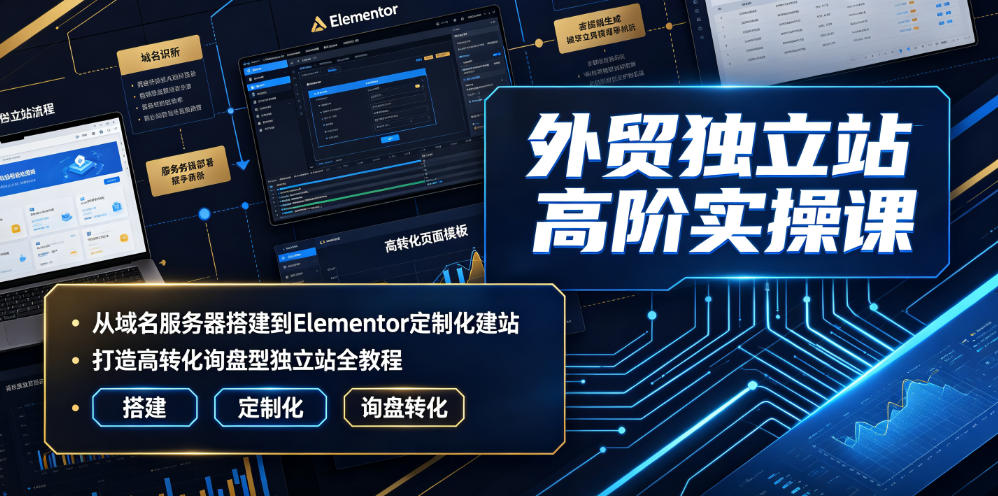 外贸独立站高阶实操课｜从域名服务器搭建到Elementor定制化建站，打造高转化询盘型独立站全教程-创薯资源
