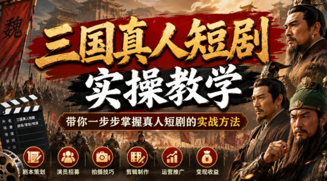 三国真人短剧实操教学，带你一步步掌握真人短剧的实战方法-创薯资源