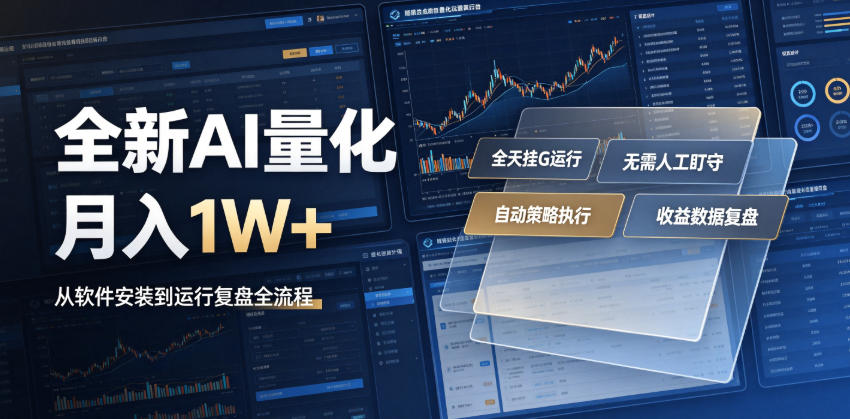 全新AI量化月入1W+，一台电脑全天挂G运行，不用盯不用操作，懒人专属副业！【揭秘】-创薯资源