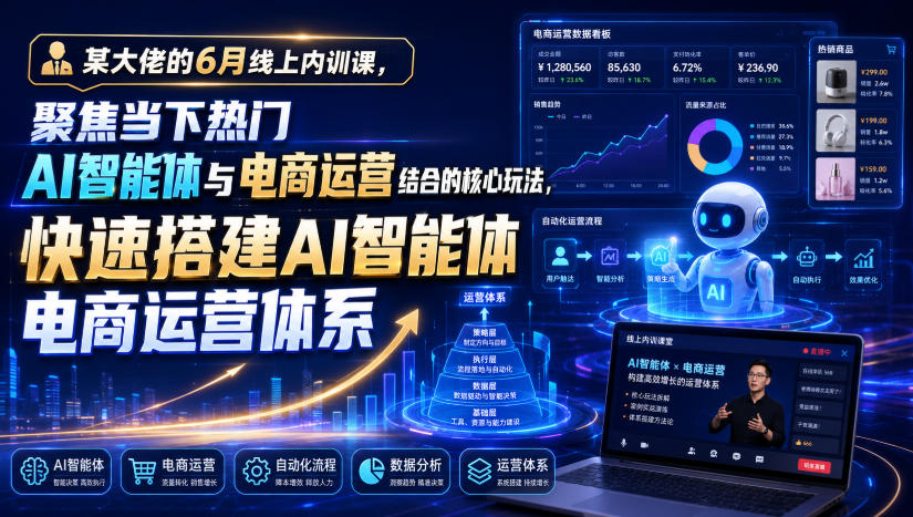 某大佬的6月线上内训课，聚焦当下热门AI智能体与电商运营结合的核心玩法，快速搭建AI智能体电商运营体系-创薯资源