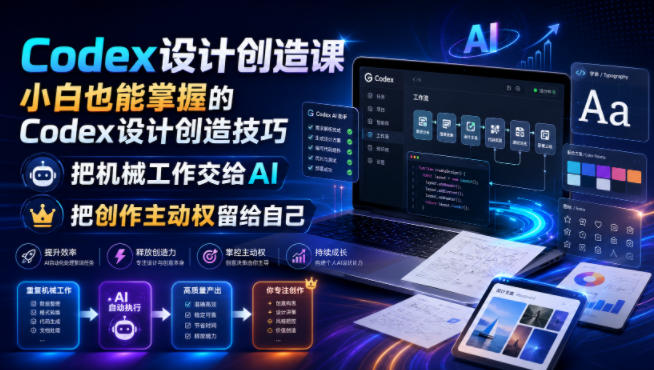 Codex设计创造课，小白也能掌握的Codex设计创造技巧，把机械工作交给AI，把创作主动权留给自己-创薯资源