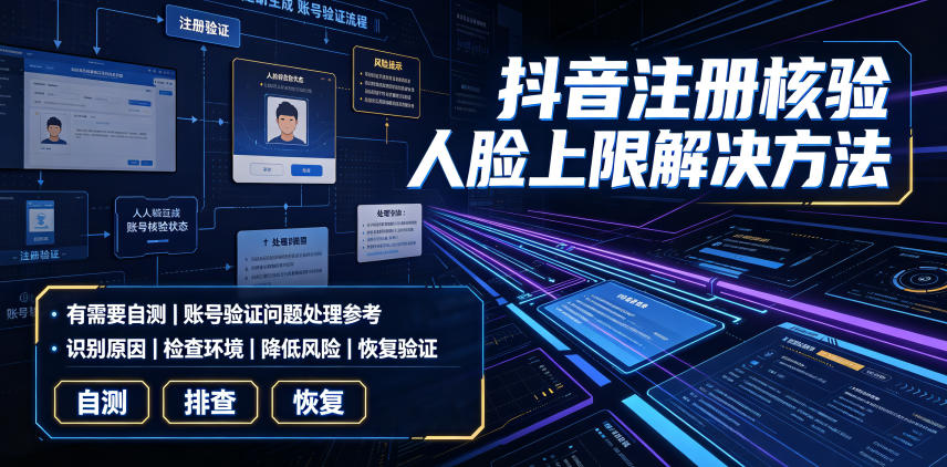 抖音注册核验人脸上限解决方法，有需要自测-创薯资源