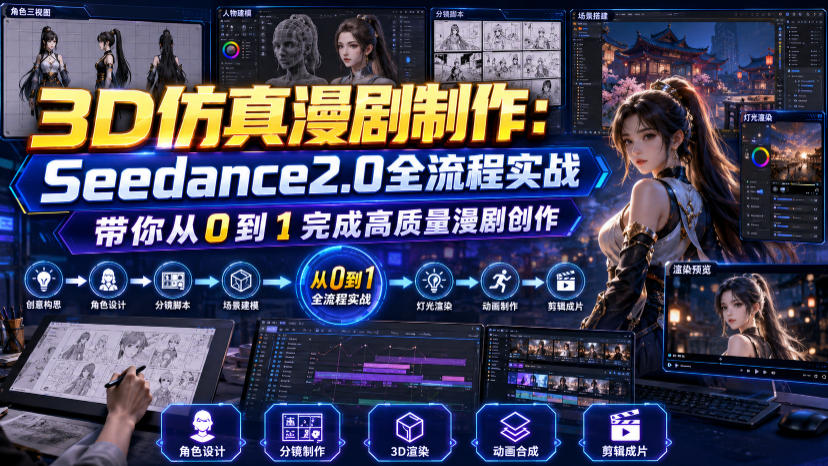 3D仿真漫剧制作：Seedance2.0全流程实战，带你从0到1完成高质量漫剧创作-创薯资源