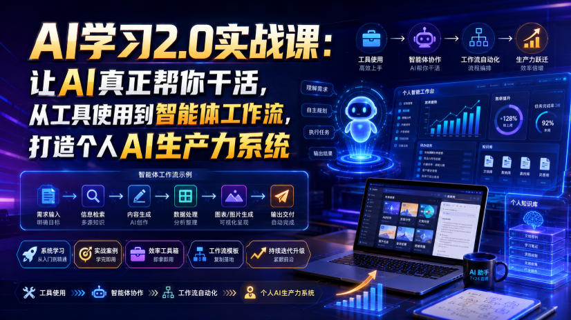 AI学习2.0实战课：让AI真正帮你干活，从工具使用到智能体工作流，打造个人AI生产力系统-创薯资源