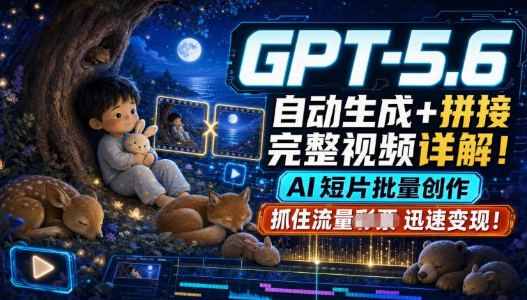 GPT-5.6自动生成＋拼接完整视频详解，AI短片批量创作，抓住流量迅速变现！-创薯资源