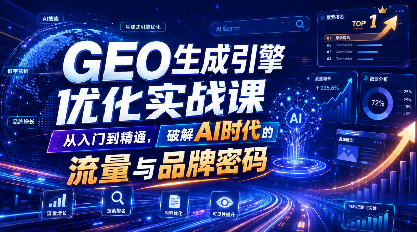 GEO生成引擎优化实战课，从入门到精通，破解AI时代的流量与品牌密码-创薯资源