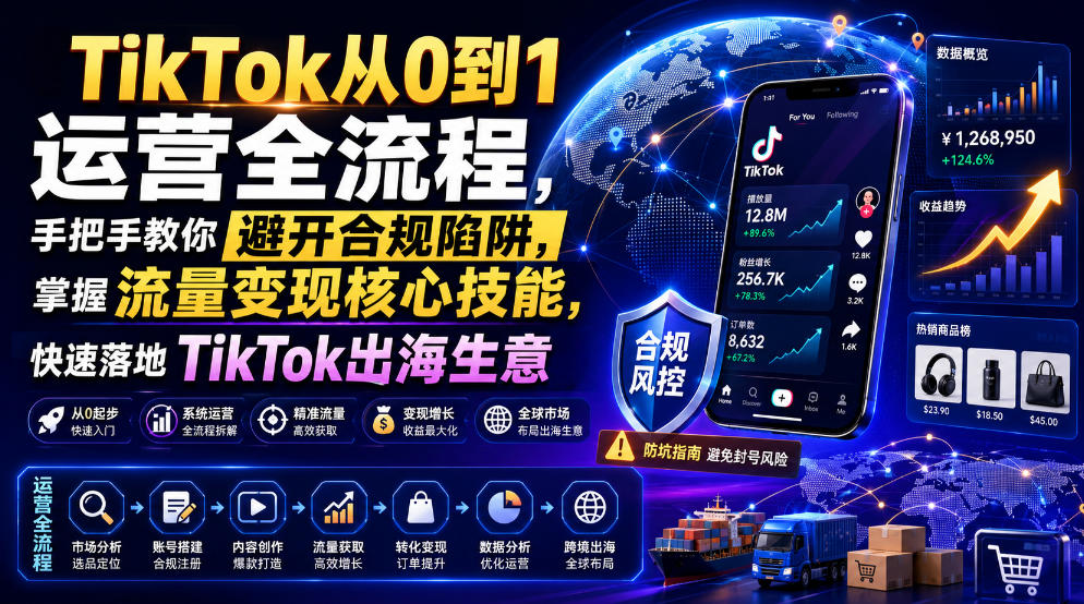 TikTok从0到1运营全流程，手把手教你避开合规陷阱，掌握流量变现核心技能，快速落地TikTok出海生意(更新7月)-创薯资源