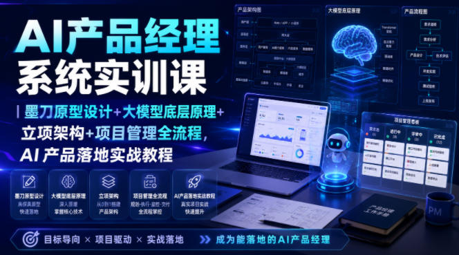 AI产品经理系统实训课｜墨刀原型设计+大模型底层原理+立项架构+项目管理全流程，AI产品落地实战教程-创薯资源