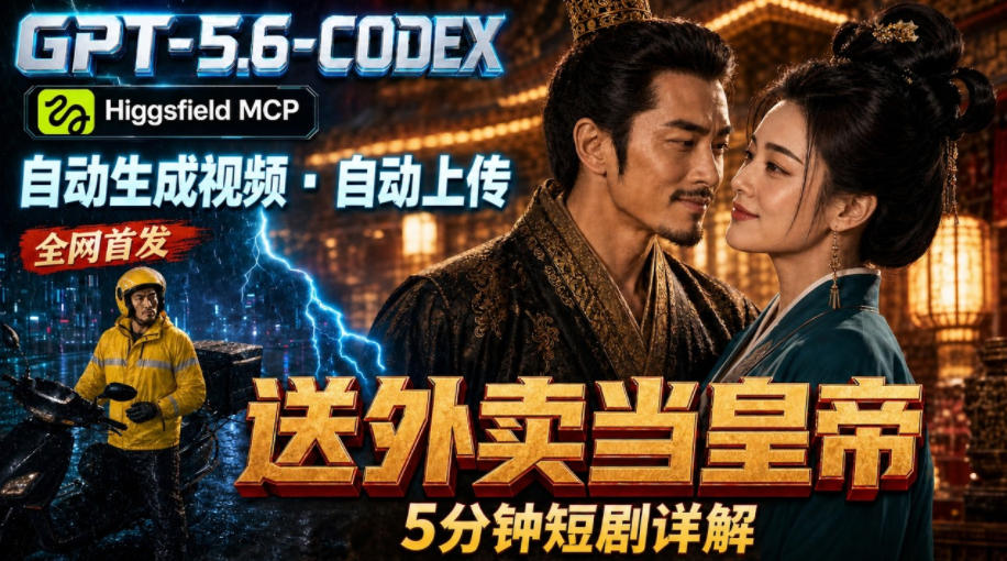 GPT-5.6 Codex+Higgsfield MCP：一条指令生成5分钟短剧并自动上传YouTube(油管)-创薯资源