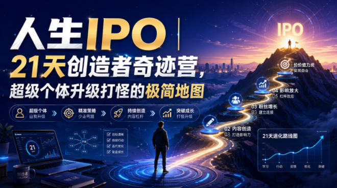 人生IPO︱21天创造者奇迹营，​超级个体升级打怪的极简地图-创薯资源