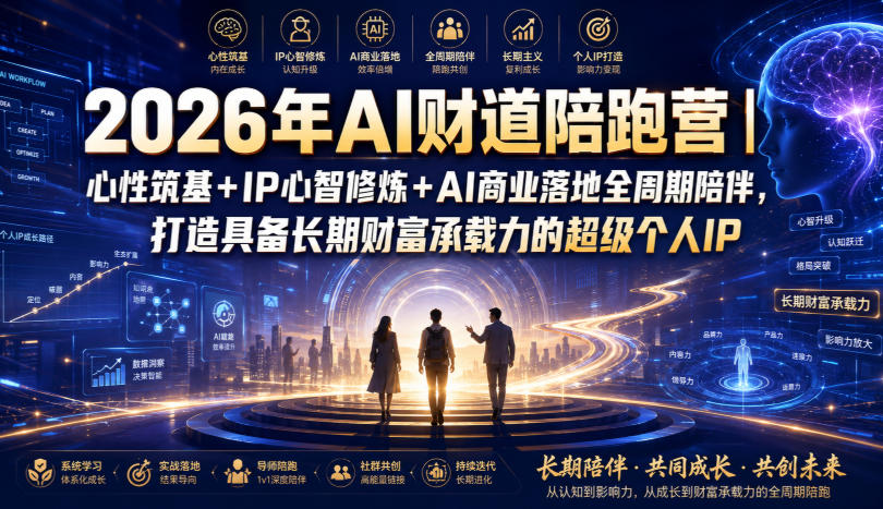 2026年AI财道陪跑营｜心性筑基+IP心智修炼+AI商业落地全周期陪伴，打造具备长期财富承载力的超级个人IP-创薯资源