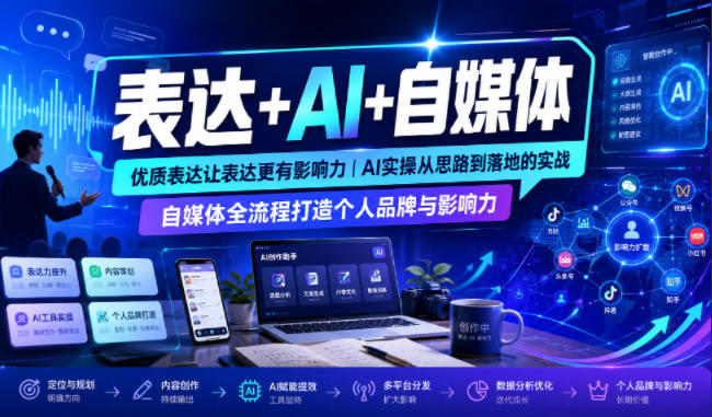 表达+AI+自媒体，优质表达让表达更有影响力|AI实操从思路到落地的实战|自媒体全流程打造个人品牌与影响力-创薯资源