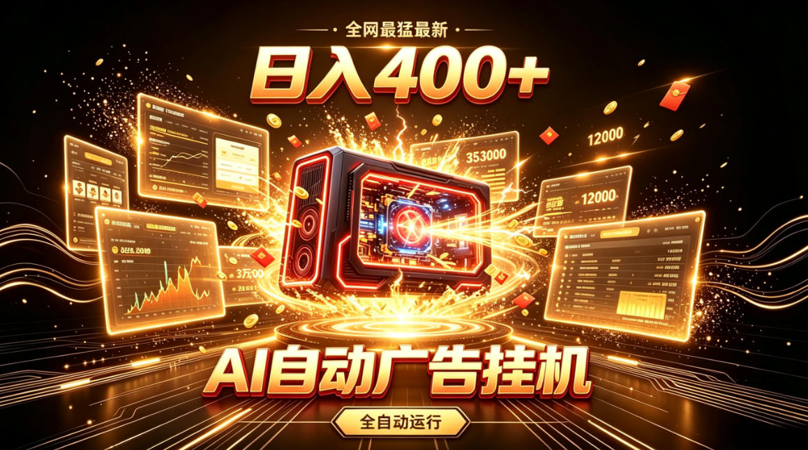 全网最猛最新的AI自动广告挂G，狠收益日入400+，真正做到躺賺式变现【揭秘】-创薯资源