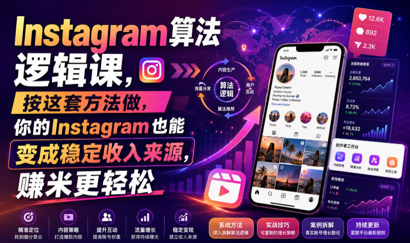 Instagram算法逻辑课，按这套方法做，你的Instagram也能变成稳定收入来源，賺米更轻松【原创双语字幕】-创薯资源