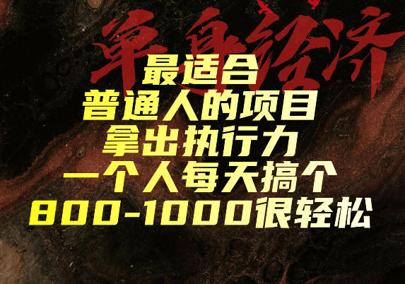 最适合普通人的项目，拿出执行力一个人每天搞个800-1k很轻松【揭秘】-创薯资源