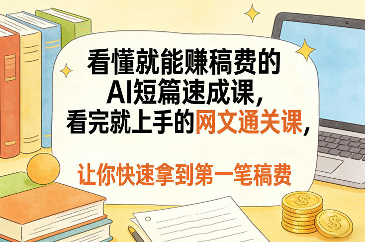 看懂就能賺稿费的AI短篇速成课，看完就上手的网文通关课，让你快速拿到第一笔稿费(更新8月)-创薯资源