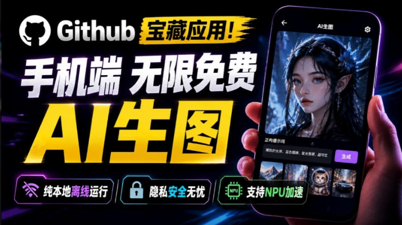 Github宝藏应用！手机端无限免费AI生图，纯本地离线运行，支持NPU加速斩获3.1k stars，local-dream-创薯资源
