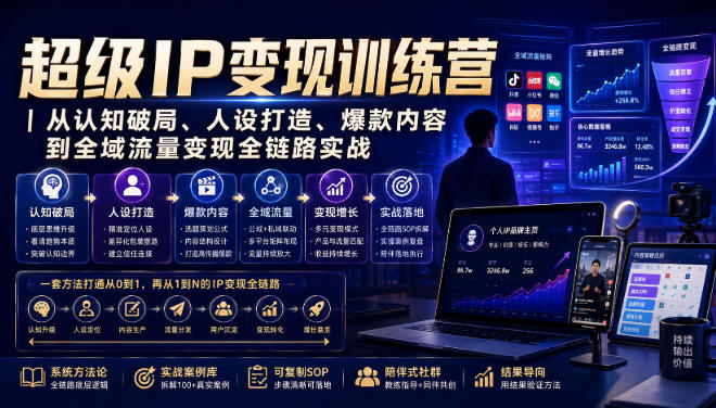 超级IP变现训练营｜从认知破局、人设打造、爆款内容到全域流量变现全链路实战-创薯资源