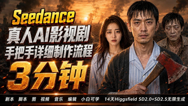 3分钟真人AI影视剧怎么做？SD 2.0手把手完整制作流程｜Higgsfield 14天SD 2.0/2.5无限生成-创薯资源