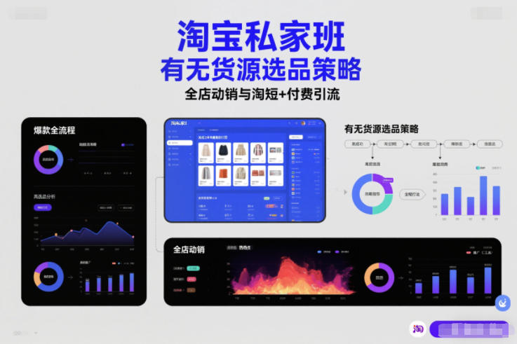 淘宝私家班，有无货源选品策略，高成功率爆款全流程打法，全店动销与淘短+付费引流(更新2026年08月05日)-创薯资源