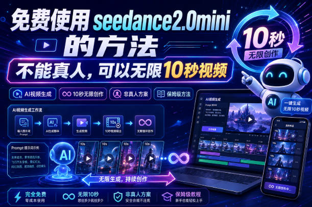 免费使用seedance2.0mini的方法，不能真人，可以无限10秒视频，9图+3音频参考-创薯资源