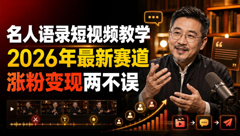 名人语录短视频教学，2026年最新赛道，涨粉变现两不误-创薯资源