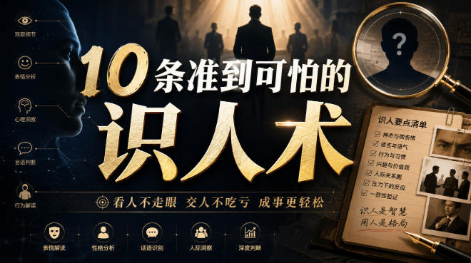 付费文章：10条准到可怕的识人术-创薯资源