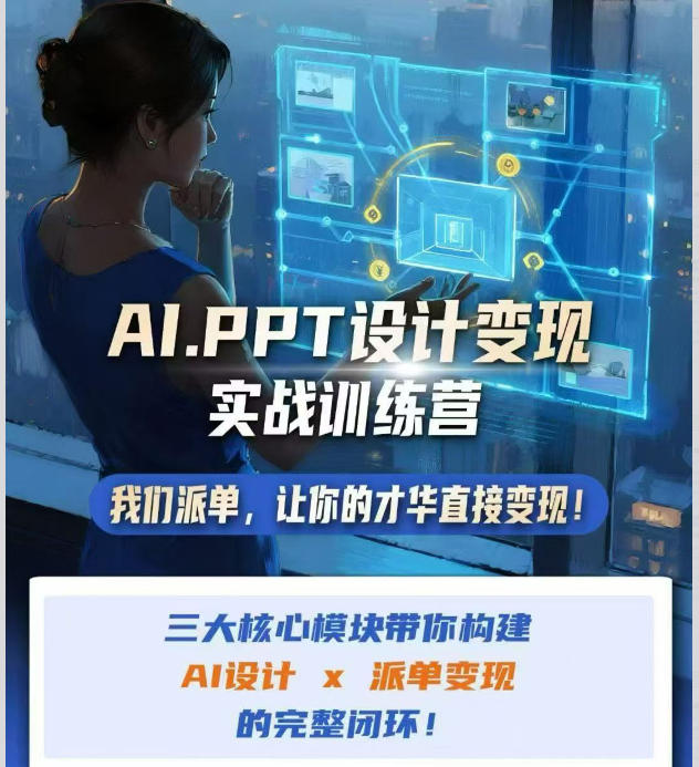 AI+PPT设计变现实战训练营，我们派单，让你的才华直接变现，三大核心模块带你构建Al设计x派单变现的完整闭环-创薯资源
