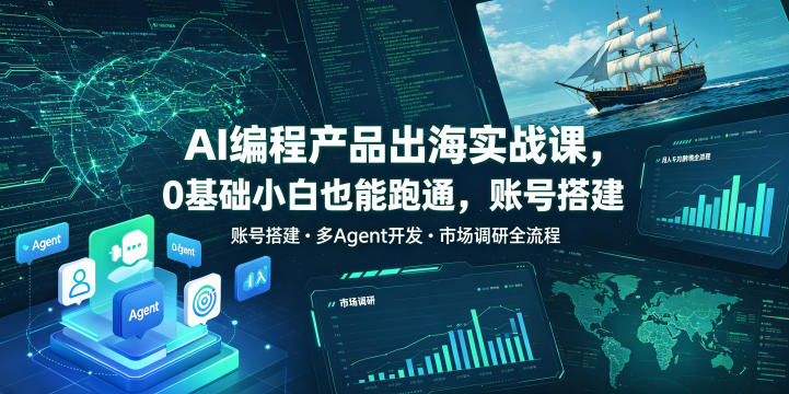 AI编程产品出海实战课，0基础小白也能跑通，账号搭建・多Agent开发・市场调研全流程，月入千刀跨境变现教程(更新0822)-创薯资源
