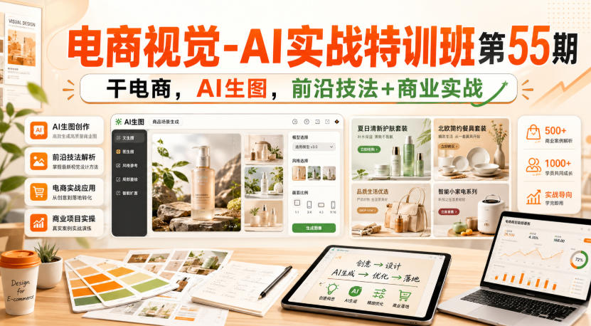 电商视觉-AI实战特训班第55期，干电商，AI生图，前沿技法+商业实战-创薯资源