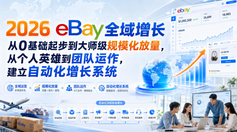 2026 eBay全域增长，从0基础起步到大师级规模化放量，从个人英雄到团队运作，建立自动化增长系统-创薯资源